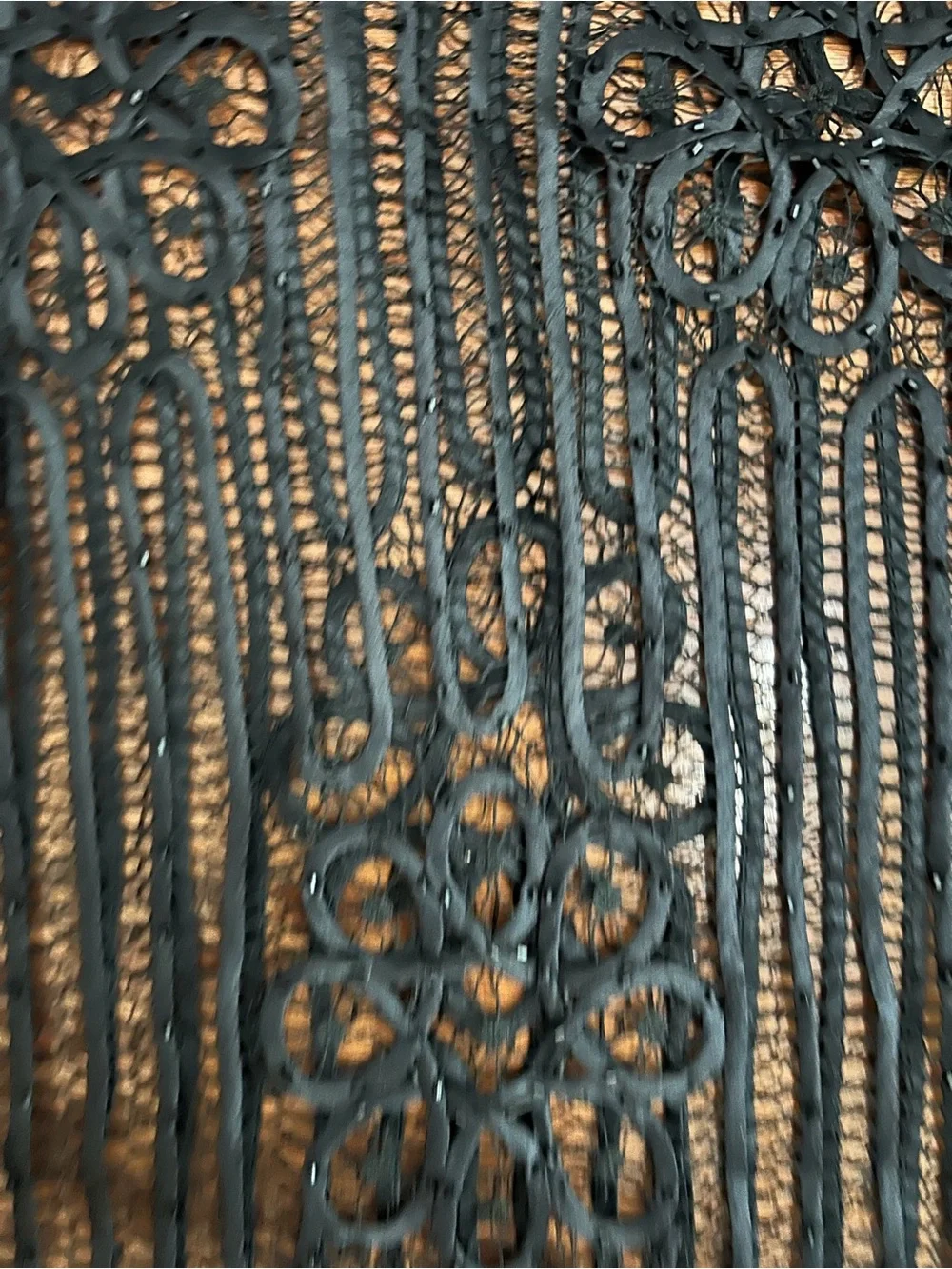 Black Crochet Lace Fringe Scarf Shawl Boho Festival Wrap